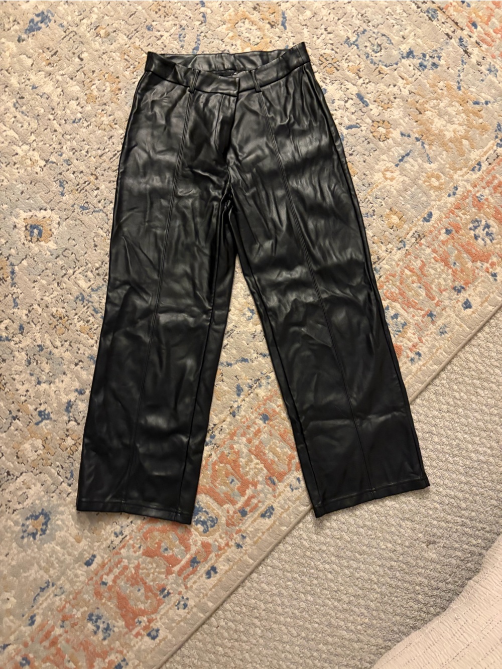 Black Faux Leather Wide-Leg pant